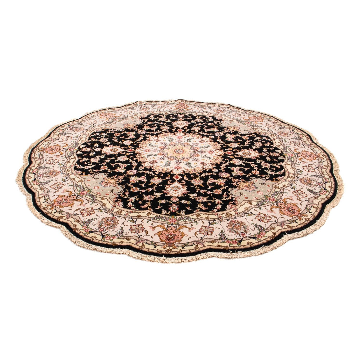 Alfombra Persa - Tabriz - Real redondo  - 208 x 208 cm - azul oscuro