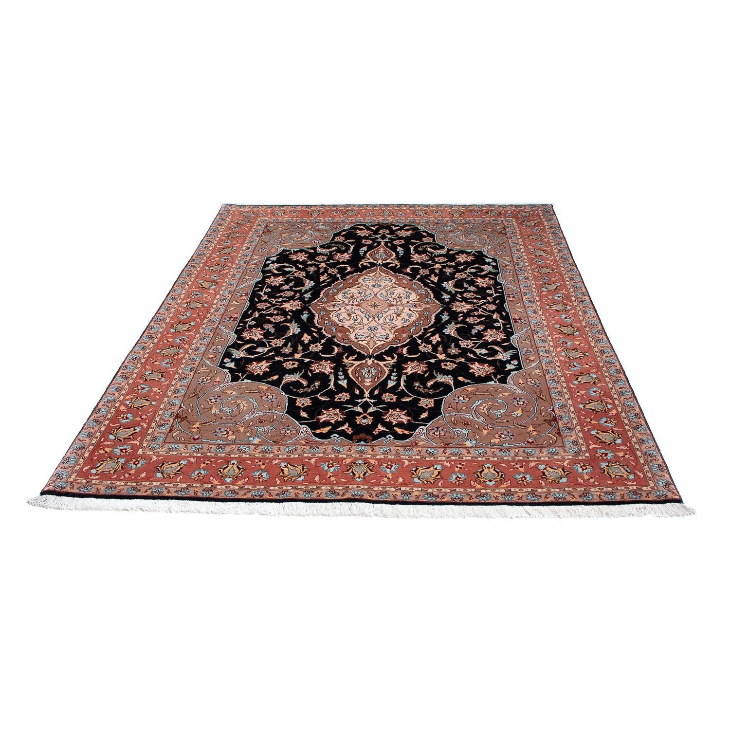 Alfombra Persa - Tabriz - Real - 201 x 155 cm - azul oscuro