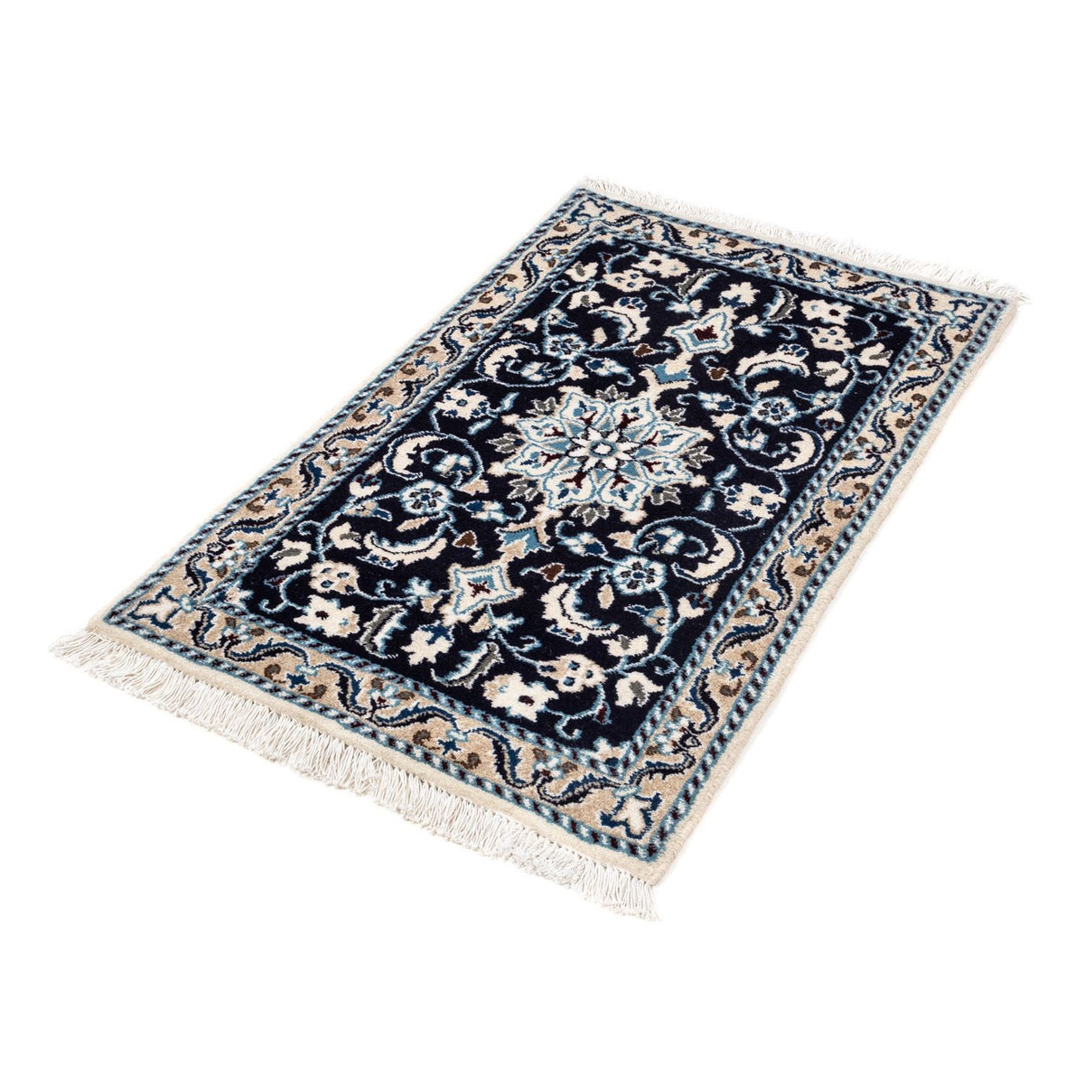 Alfombra persa - Nain - 94 x 58 cm - azul oscuro