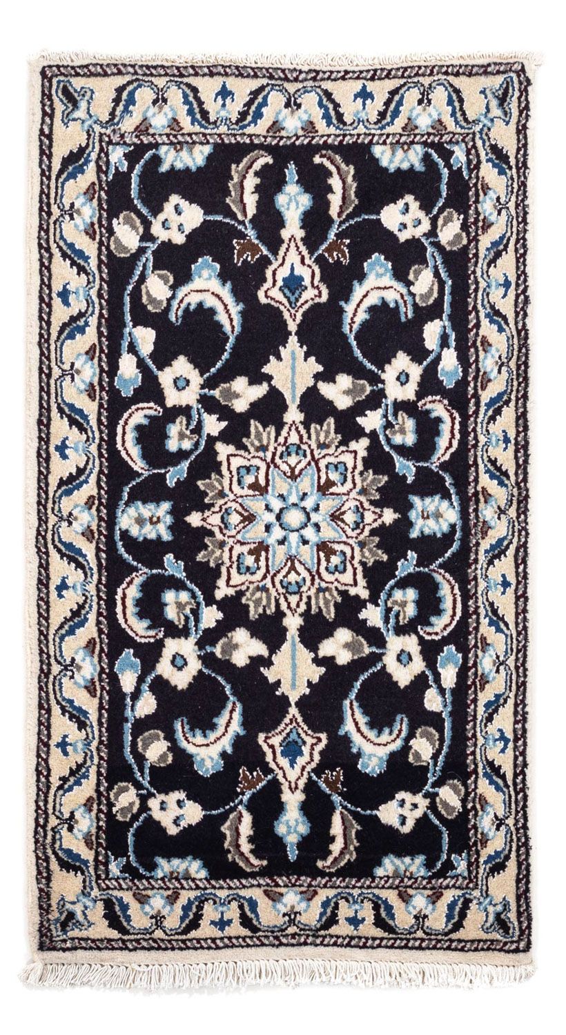 Alfombra persa - Nain - 101 x 55 cm - azul oscuro