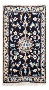 Alfombra persa - Nain - 101 x 55 cm - azul oscuro