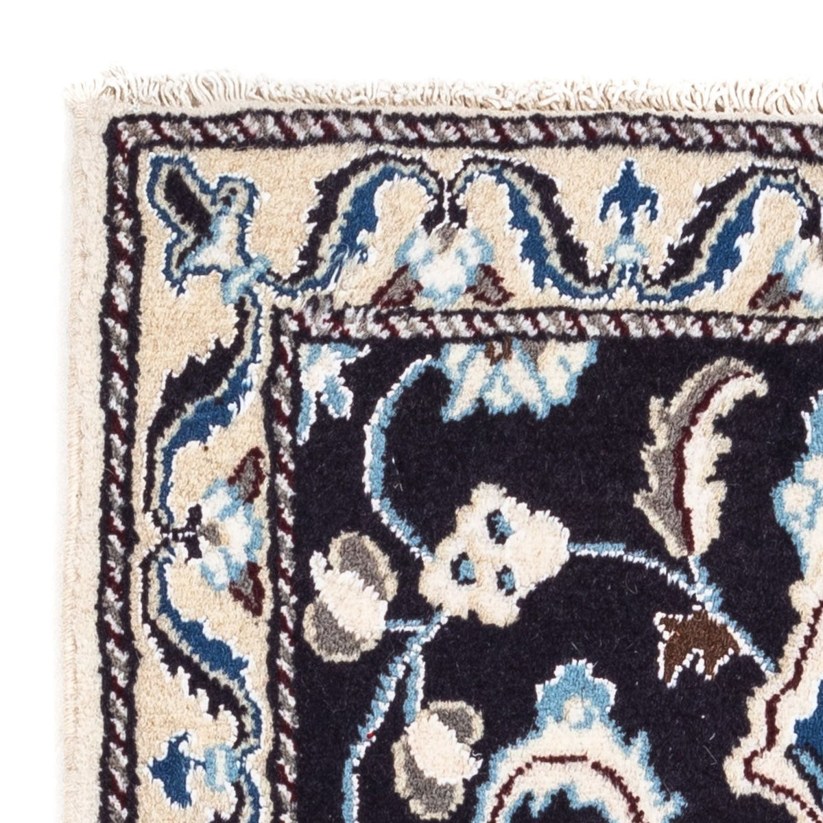 Alfombra persa - Nain - 101 x 55 cm - azul oscuro