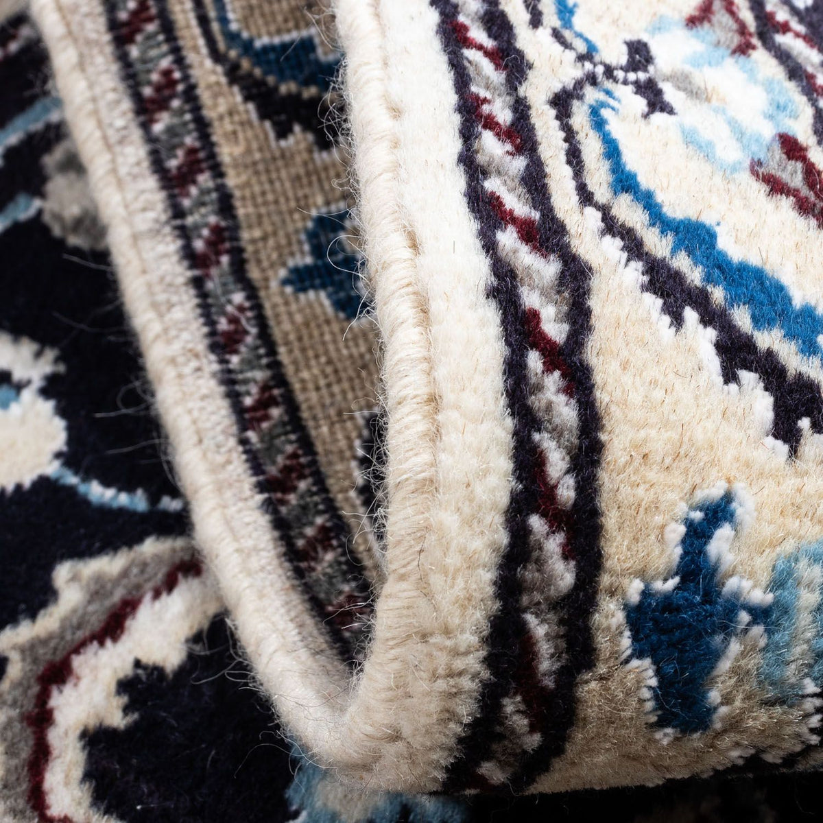 Alfombra persa - Nain - 101 x 55 cm - azul oscuro