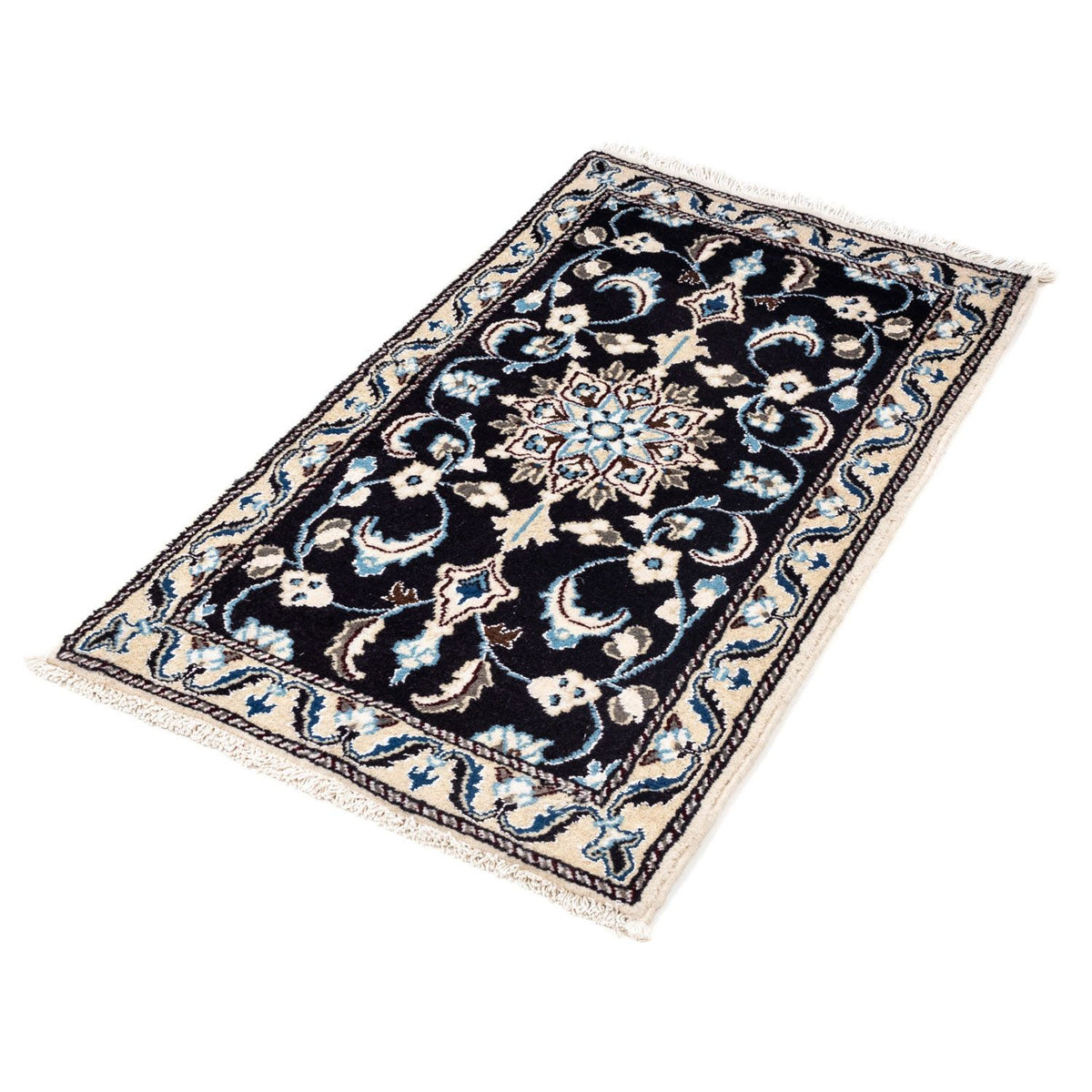 Alfombra persa - Nain - 101 x 55 cm - azul oscuro