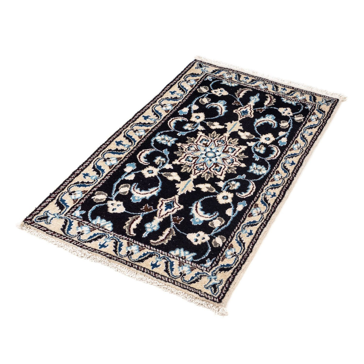 Alfombra persa - Nain - 101 x 57 cm - azul oscuro