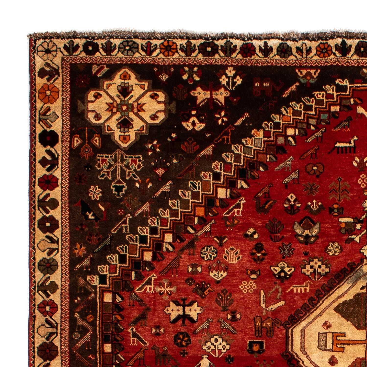 Alfombra persa - Nómada - 304 x 206 cm - rojo oscuro