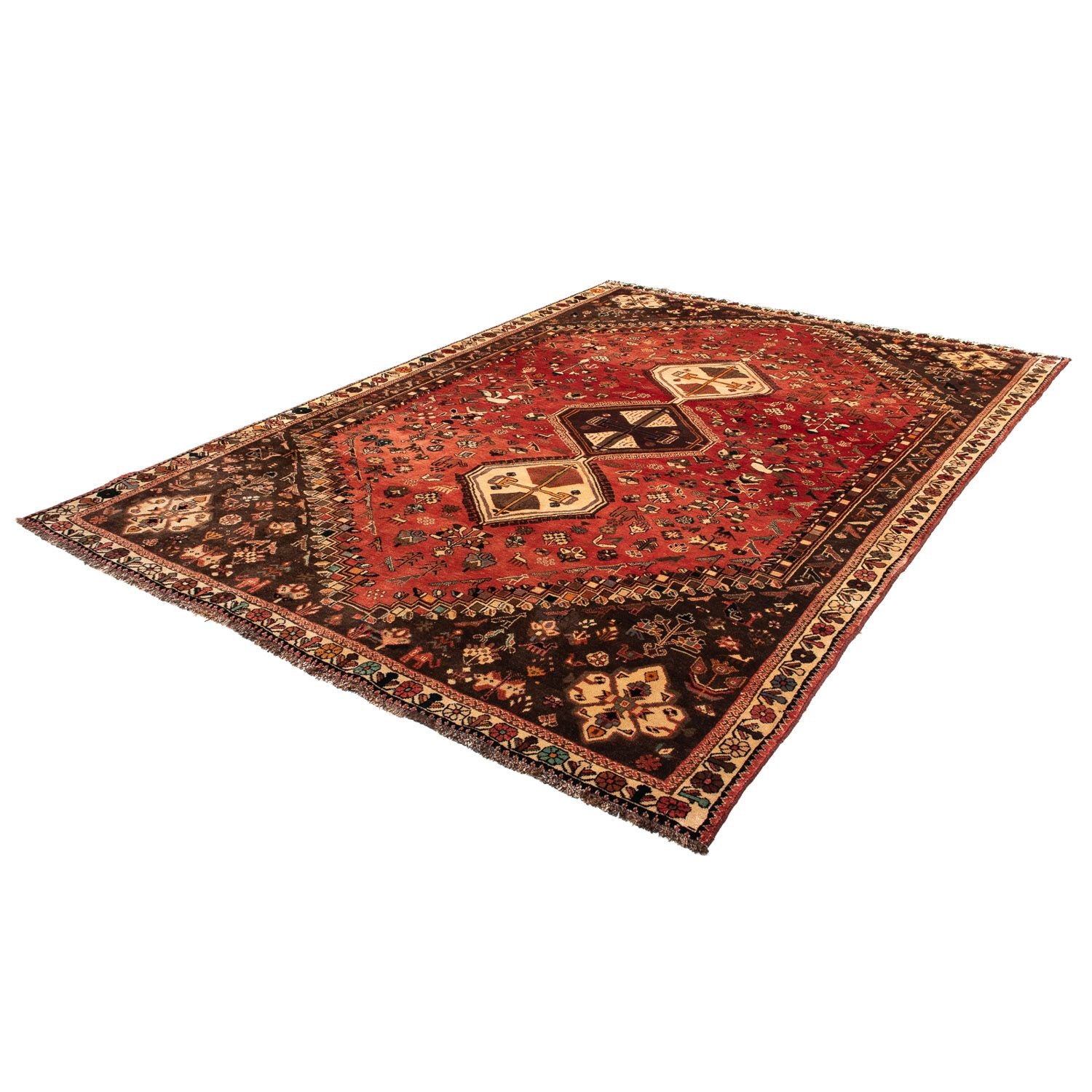 Alfombra persa - Nómada - 304 x 206 cm - rojo oscuro