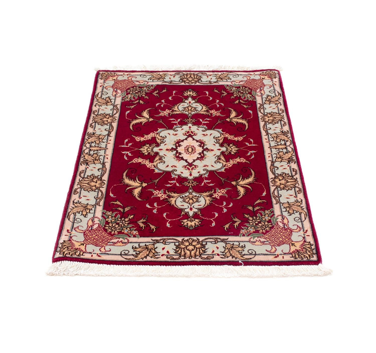 Alfombra Persa - Tabriz - Real - 87 x 60 cm - rojo oscuro