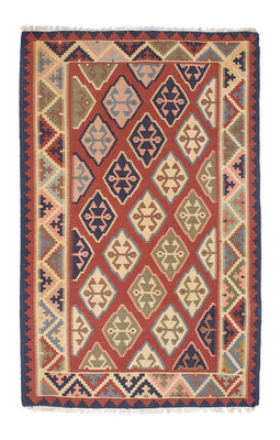 Alfombra Kelim - Oriental - 188 x 118 cm - rojo oscuro