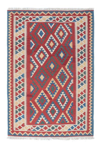 Alfombra Kelim - Oriental - 186 x 125 cm - rojo oscuro