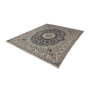 Alfombra persa - Nain - 244 x 196 cm - azul oscuro