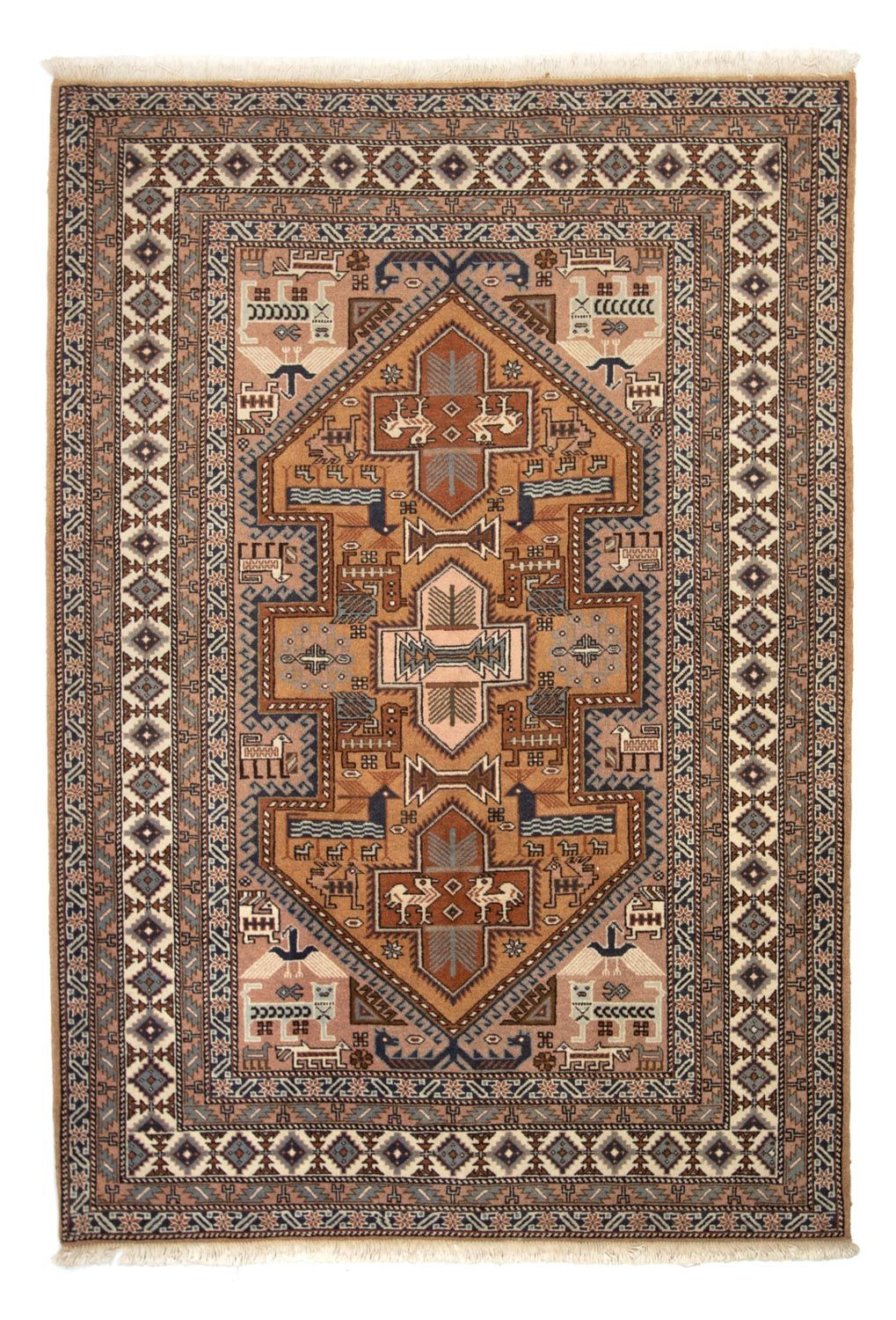 Alfombra persa - Nómada - 197 x 144 cm - marrón claro