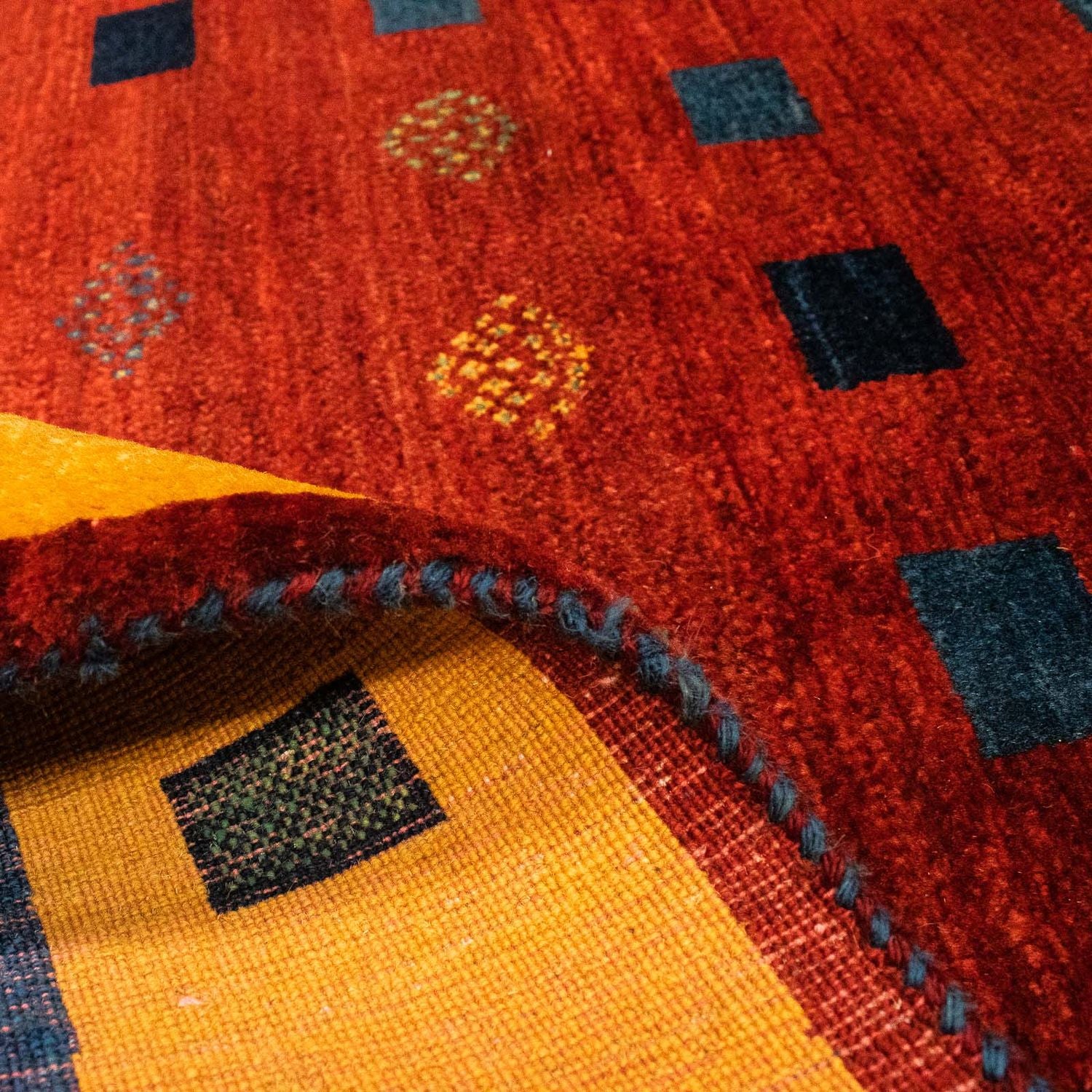 Alfombra Gabbeh - Loribaft Persa - 145 x 112 cm - rojo oscuro