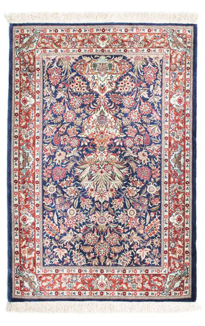 Alfombra persa - Ghom - 118 x 80 cm - azul oscuro