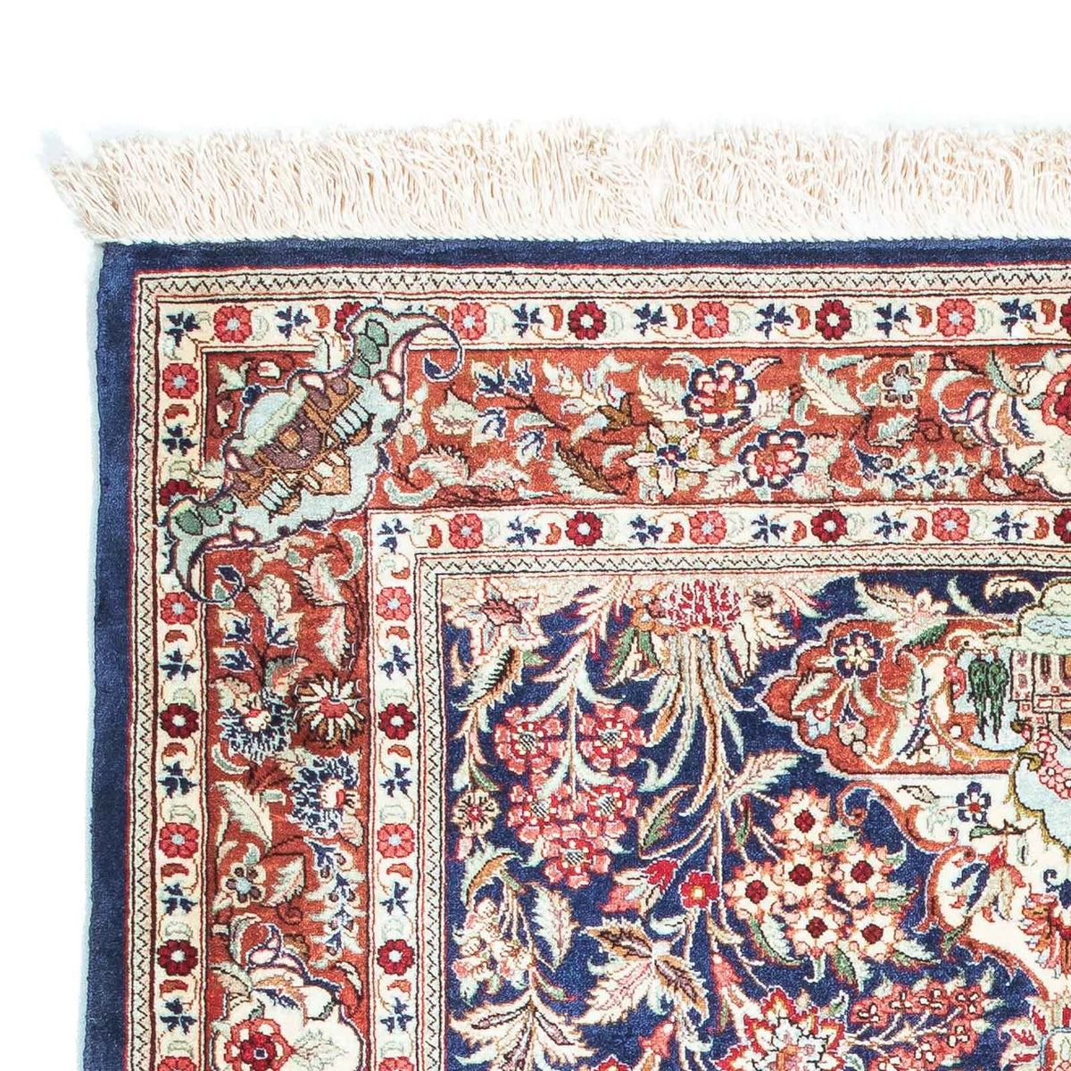 Alfombra persa - Ghom - 118 x 80 cm - azul oscuro