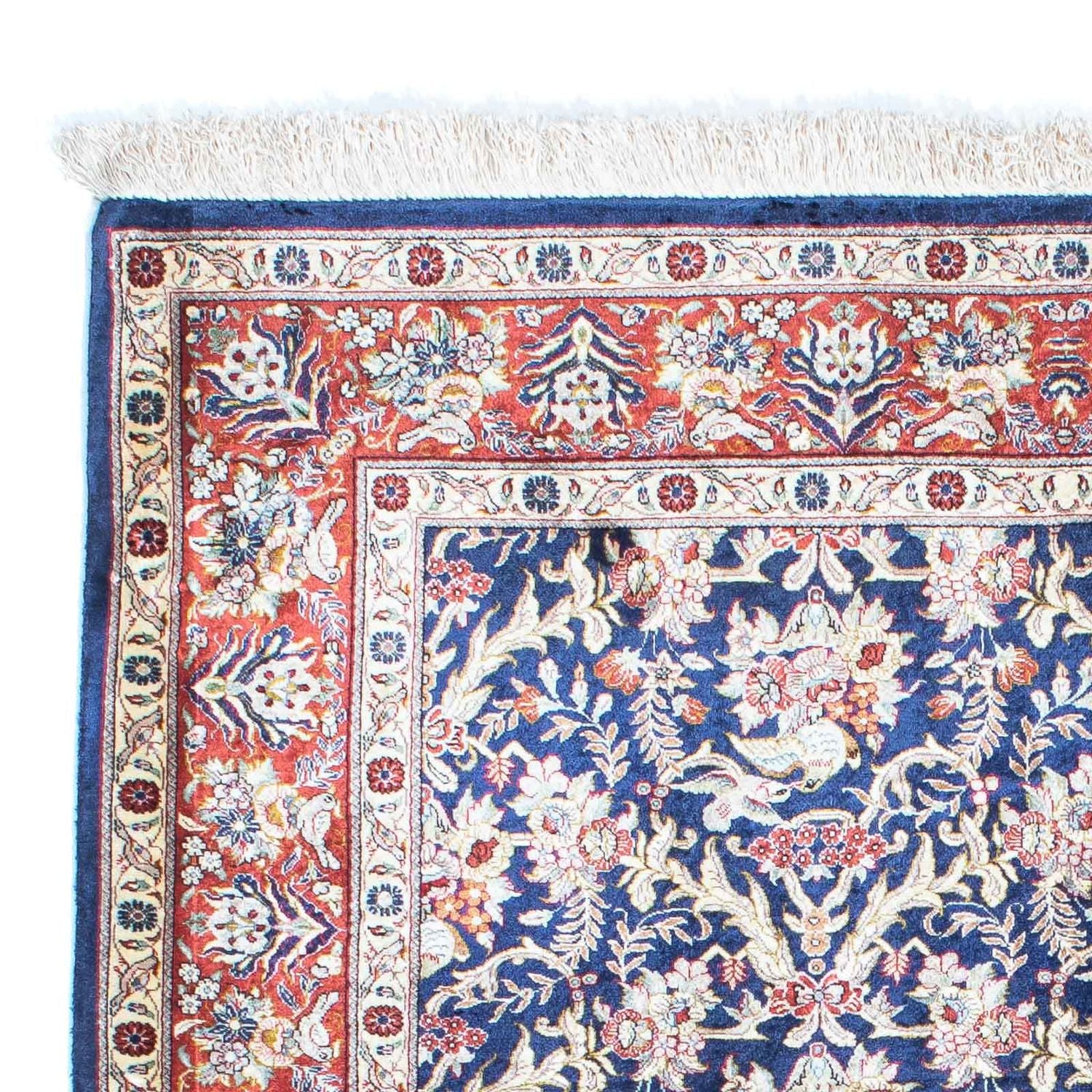 Alfombra persa - Ghom - 147 x 104 cm - azul oscuro