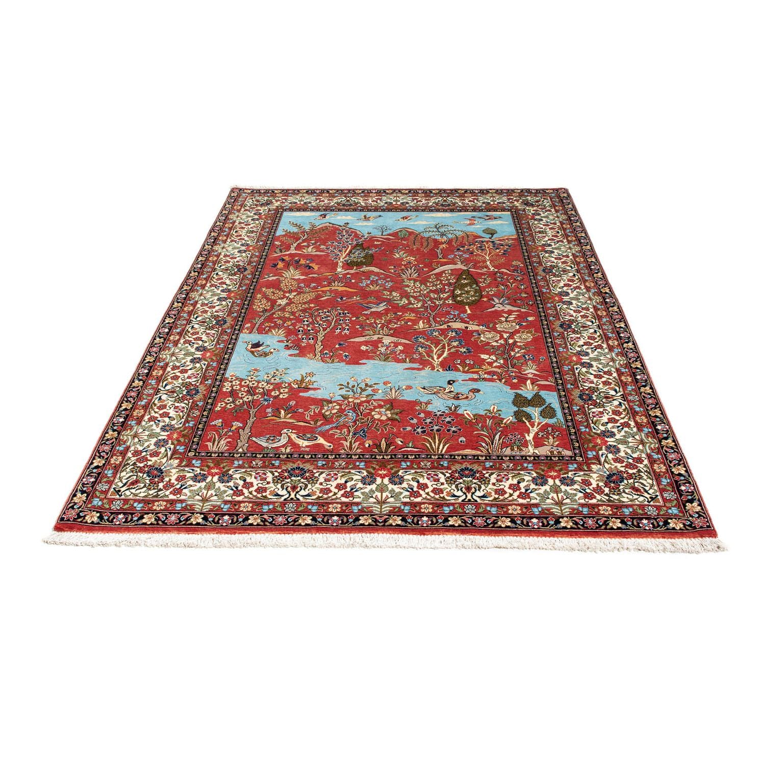 Alfombra persa - Ghom - 203 x 138 cm - rojo