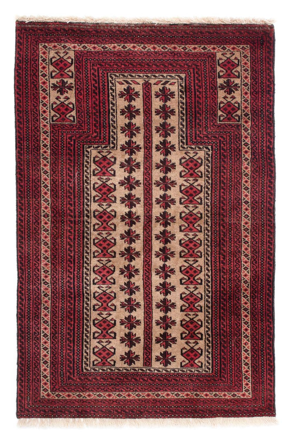 Alfombra persa - Nómada - 135 x 86 cm - rojo oscuro