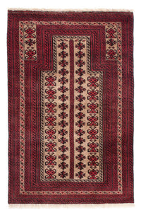 Alfombra persa - Nómada - 135 x 86 cm - rojo oscuro