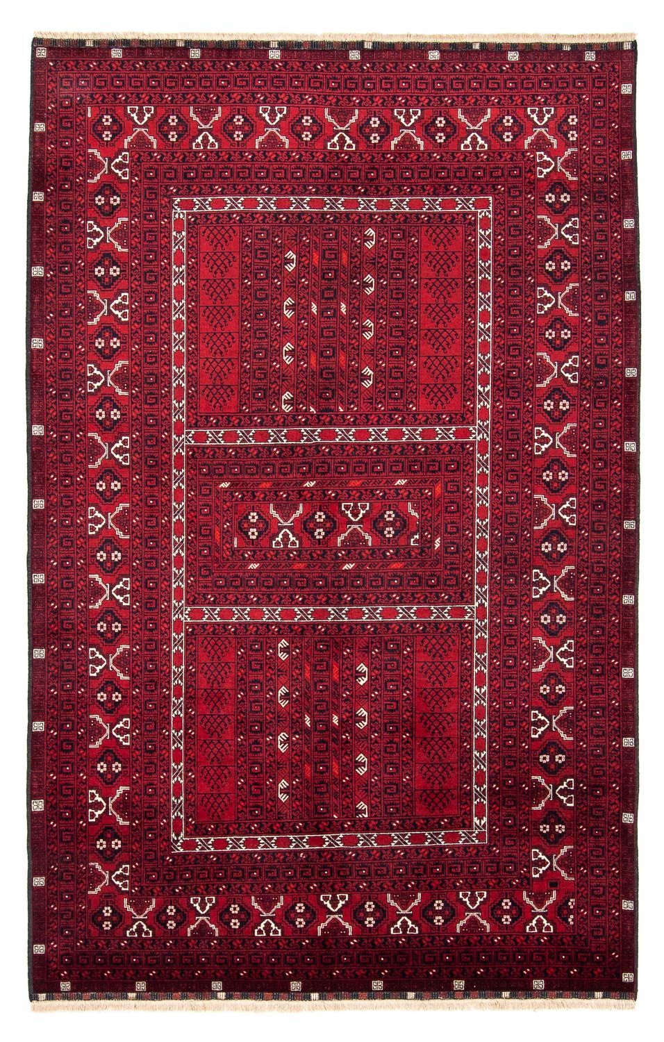Alfombra Turkaman - 246 x 157 cm - rojo oscuro