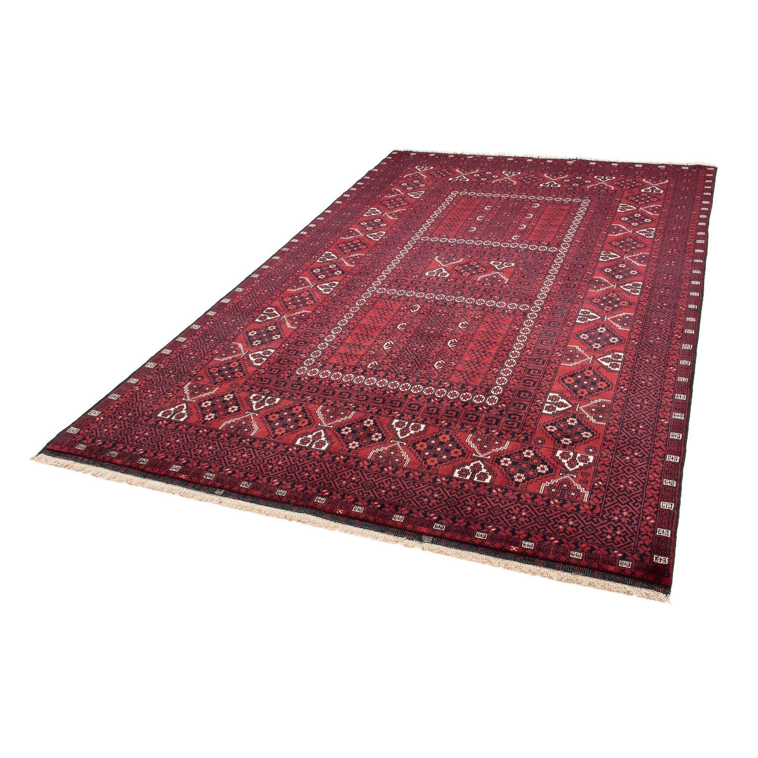 Alfombra Turkaman - 246 x 159 cm - rojo oscuro