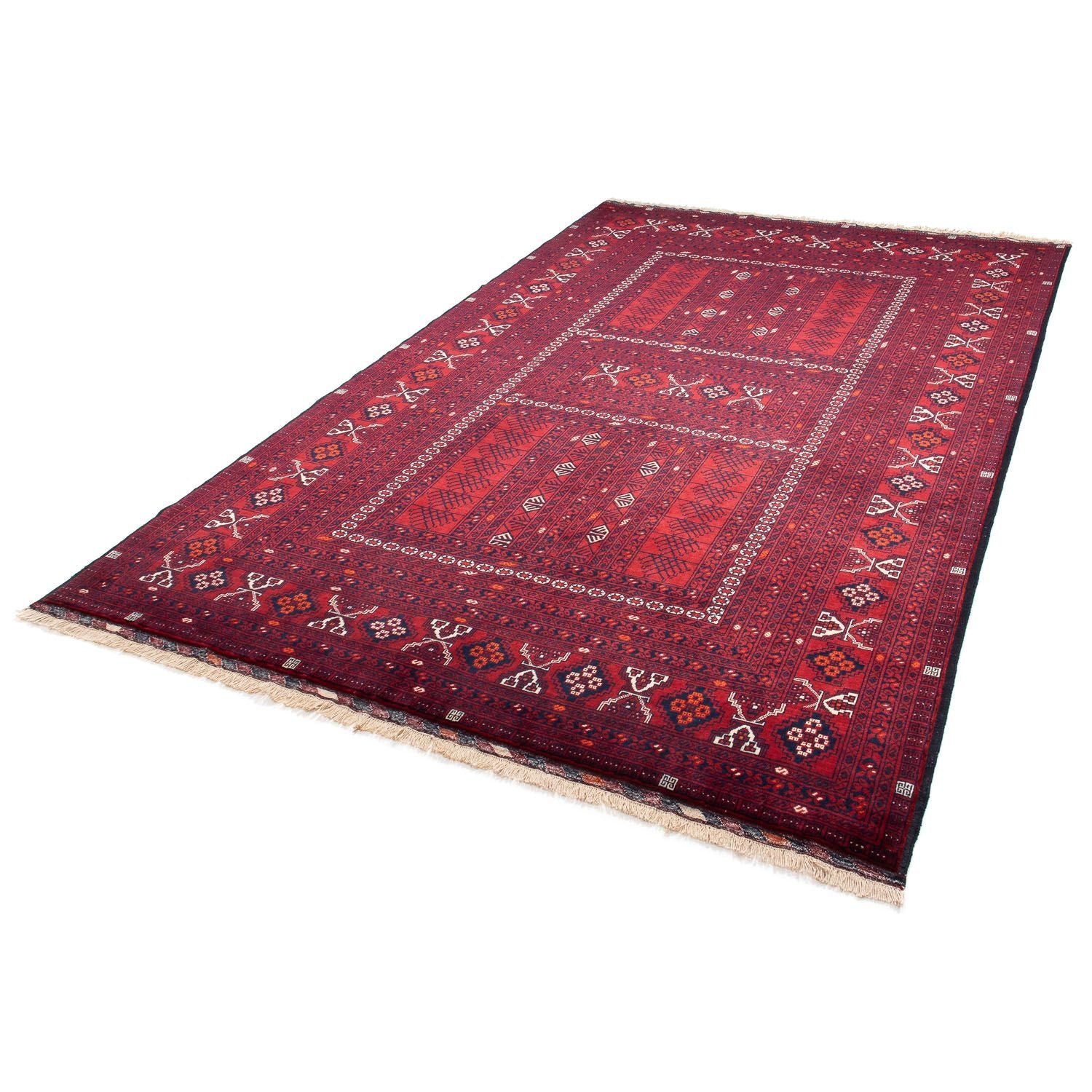 Alfombra Turkaman - 245 x 158 cm - rojo oscuro