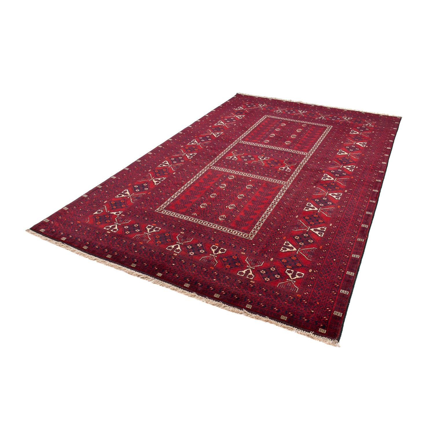 Alfombra Turkaman - 244 x 158 cm - rojo oscuro