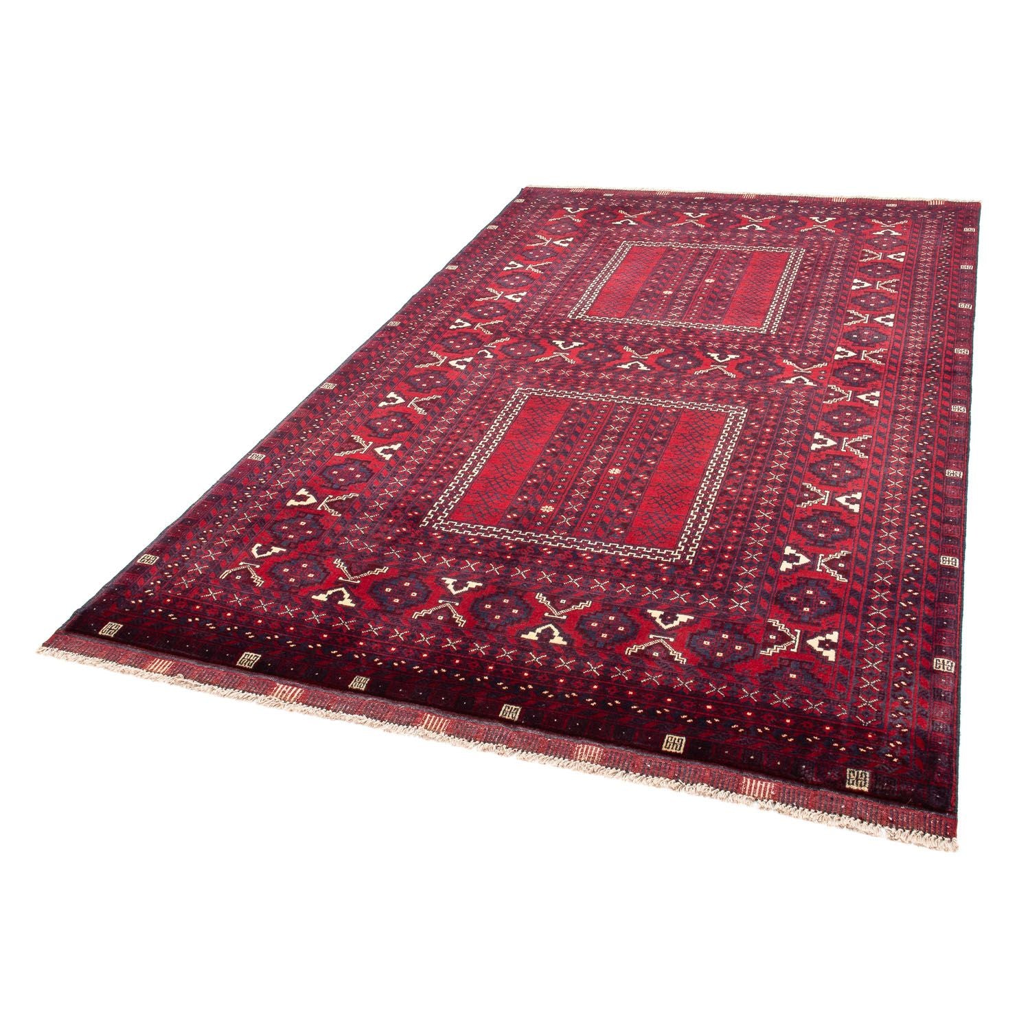 Alfombra Turkaman - 245 x 156 cm - rojo oscuro