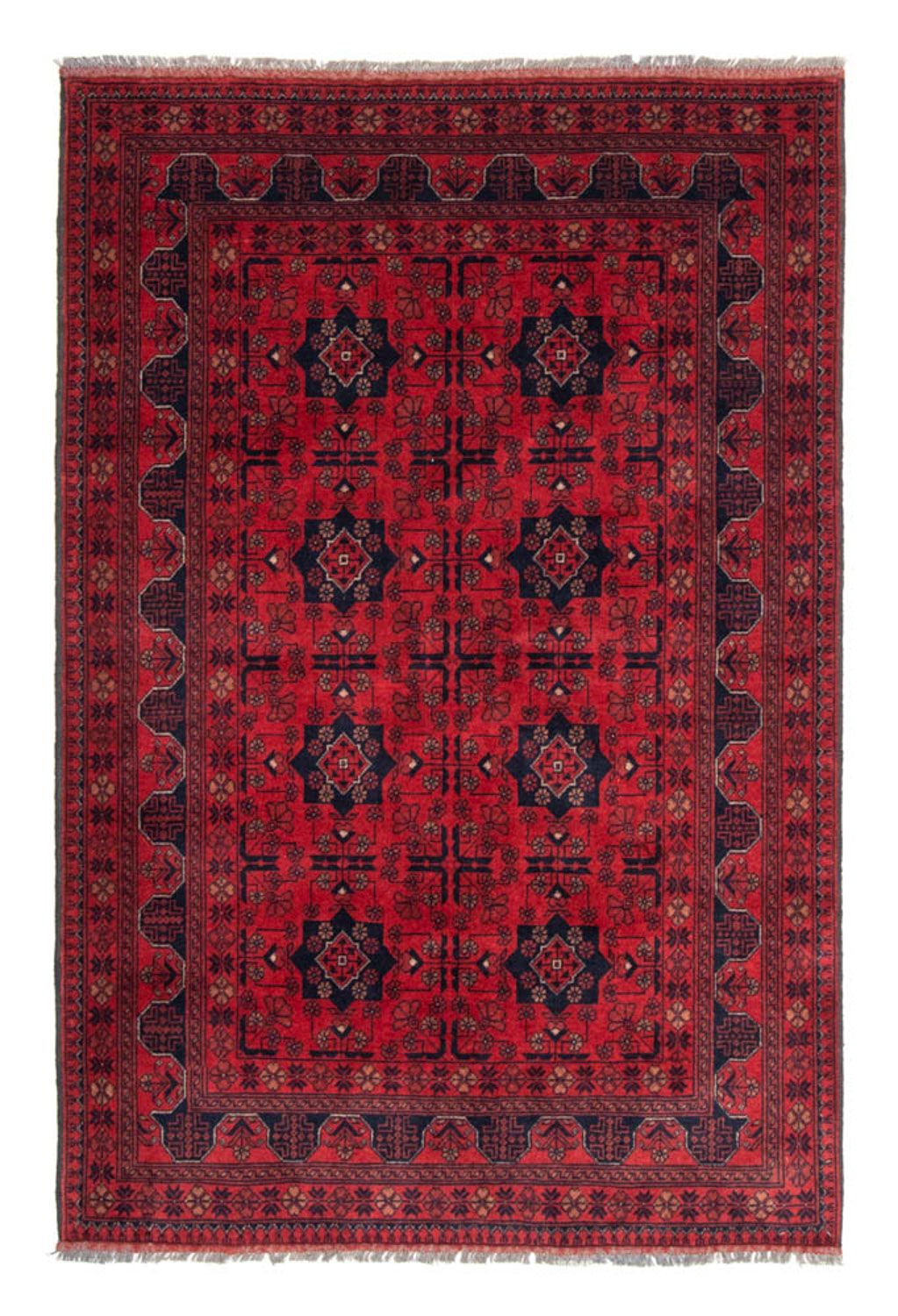 Alfombra afgana - Kunduz - 188 x 129 cm - rojo