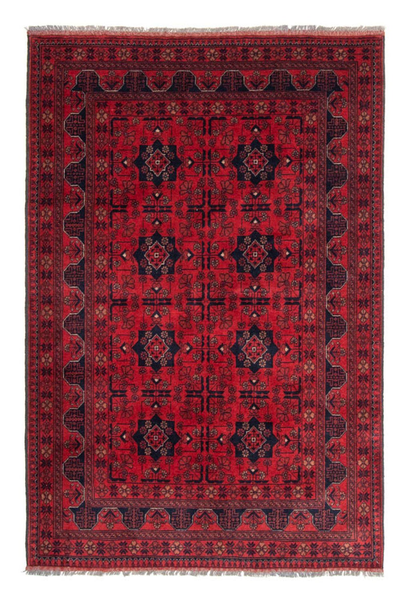 Alfombra afgana - Kunduz - 188 x 129 cm - rojo