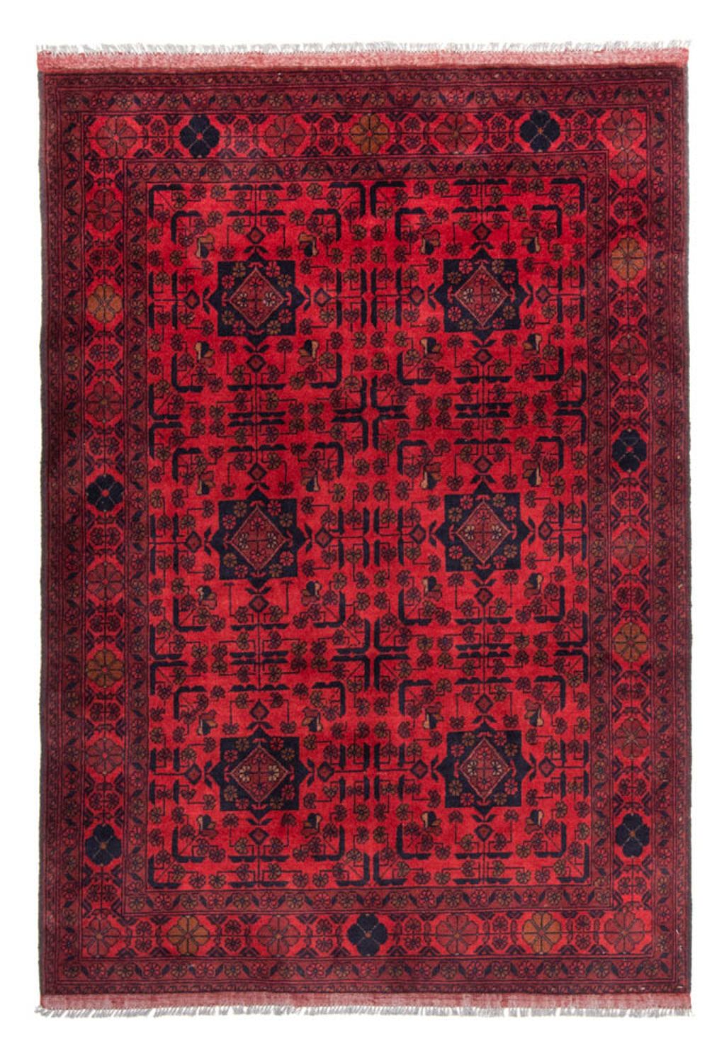 Alfombra afgana - Kunduz - 190 x 128 cm - rojo