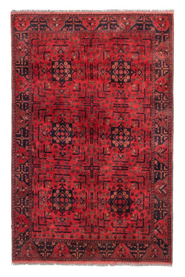 Alfombra afgana - Kunduz - 193 x 129 cm - rojo