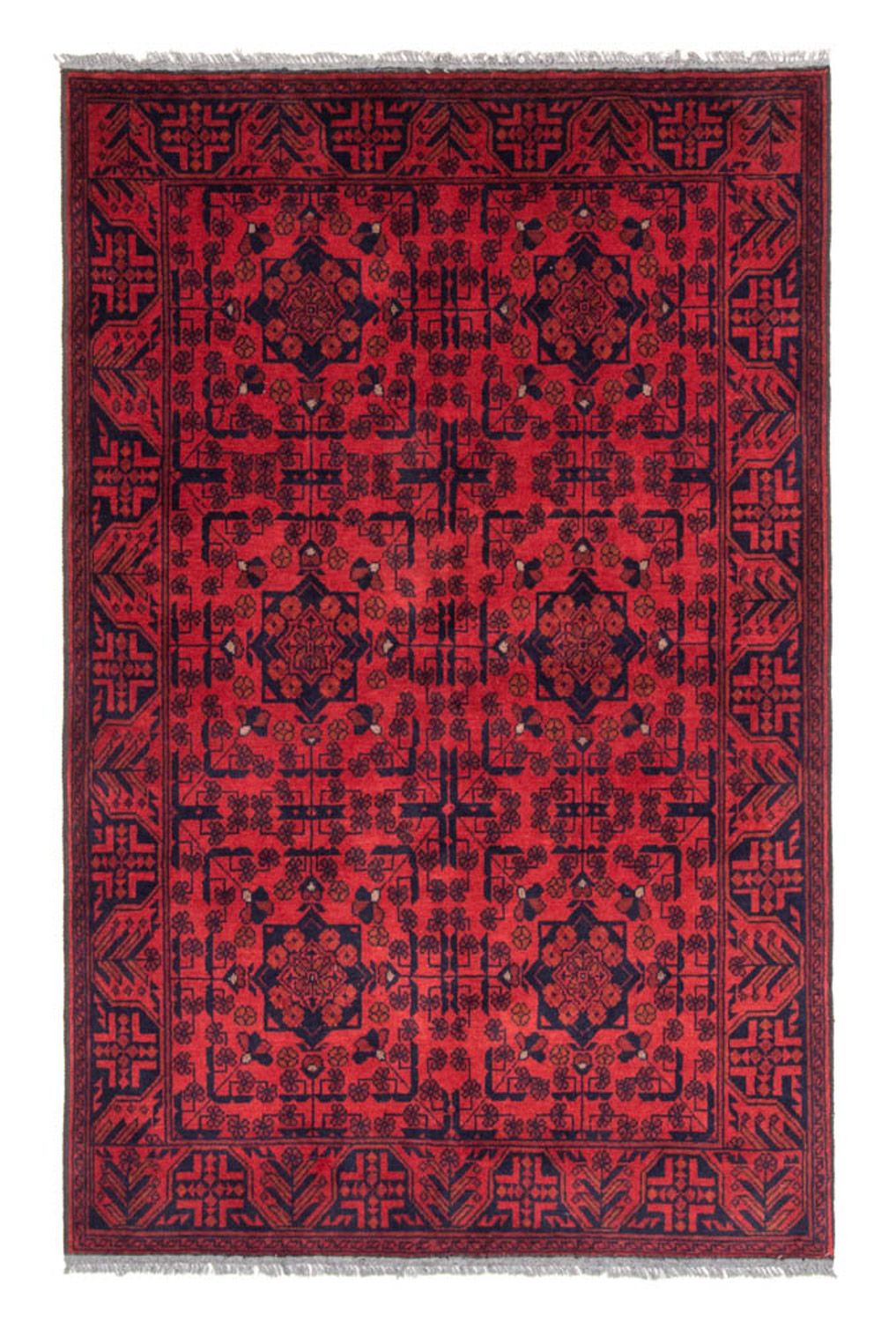 Alfombra afgana - Kunduz - 186 x 126 cm - rojo