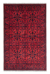 Alfombra afgana - Kunduz - 186 x 126 cm - rojo