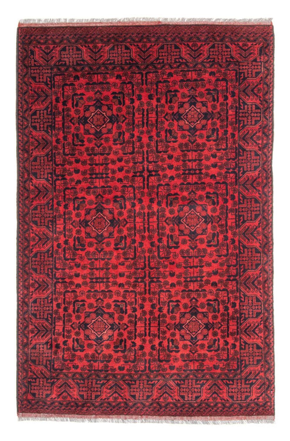 Alfombra afgana - Kunduz - 187 x 122 cm - rojo