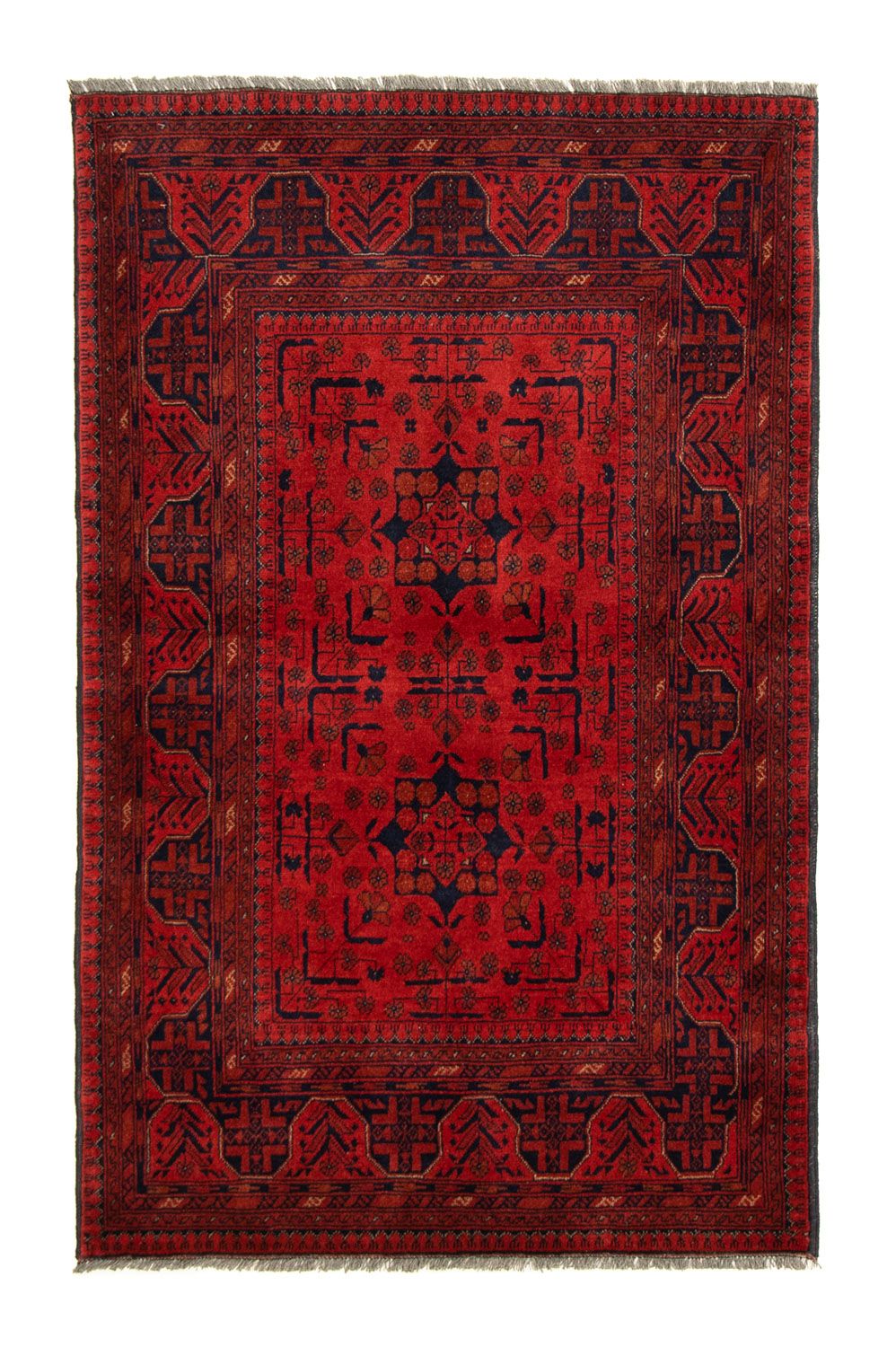 Alfombra afgana - Kunduz - 155 x 100 cm - rojo oscuro