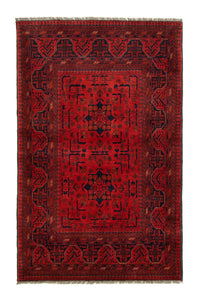 Alfombra afgana - Kunduz - 155 x 100 cm - rojo oscuro