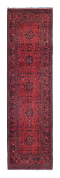 Alfombra de pasillo Alfombra afgana - Kunduz - 298 x 83 cm - rojo oscuro