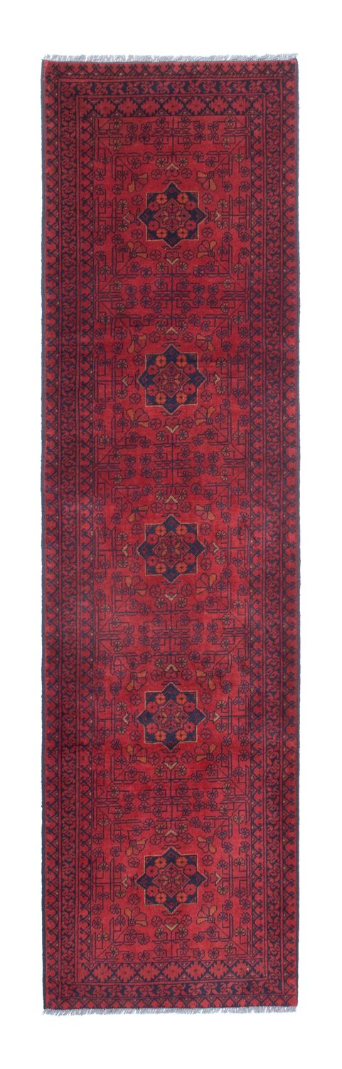 Alfombra de pasillo Alfombra afgana - Kunduz - 288 x 80 cm - rojo oscuro