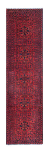 Alfombra de pasillo Alfombra afgana - Kunduz - 288 x 80 cm - rojo oscuro