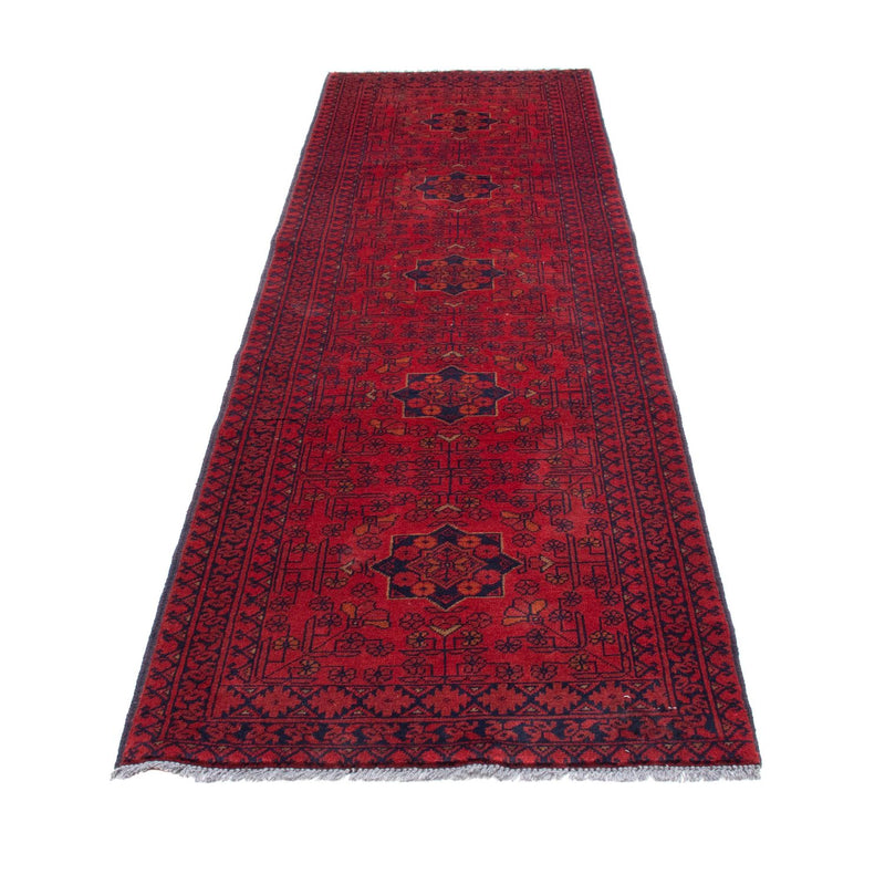 Alfombra de pasillo Alfombra afgana - Kunduz - 288 x 80 cm - rojo oscuro