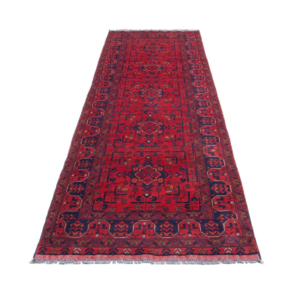 Alfombra de pasillo Alfombra afgana - Kunduz - 285 x 83 cm - rojo oscuro
