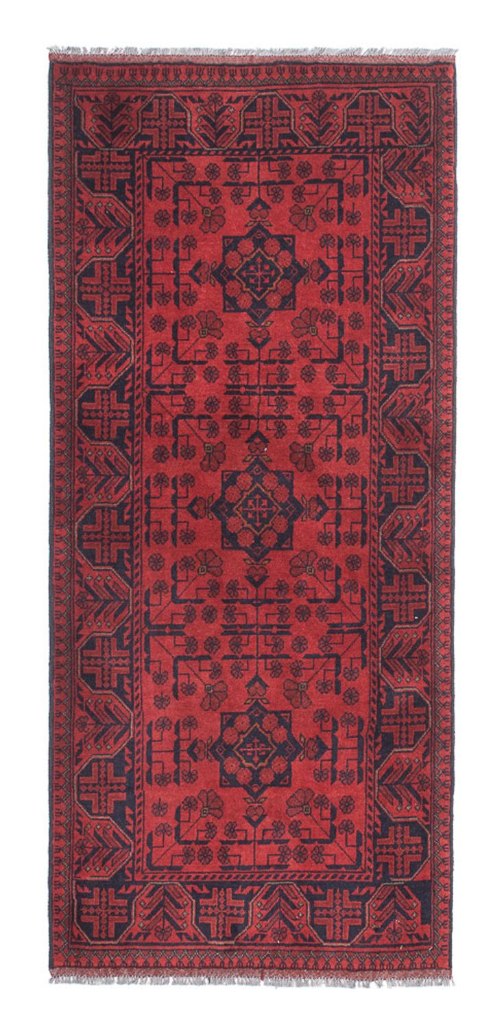 Alfombra de pasillo Alfombra afgana - Kunduz - 190 x 83 cm - rojo oscuro