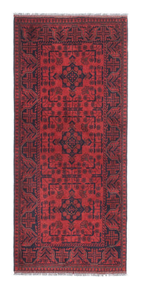 Alfombra de pasillo Alfombra afgana - Kunduz - 190 x 83 cm - rojo oscuro