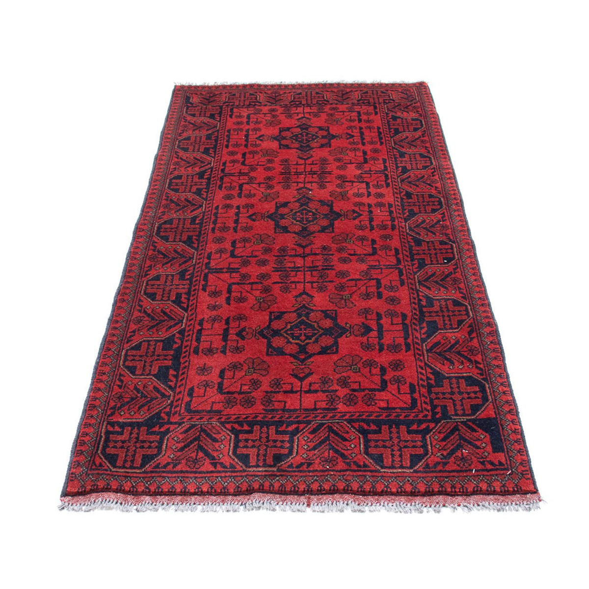 Alfombra de pasillo Alfombra afgana - Kunduz - 190 x 83 cm - rojo oscuro