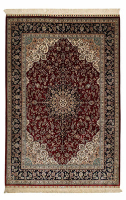 Alfombra de seda - Seda china - 198 x 137 cm - rojo oscuro