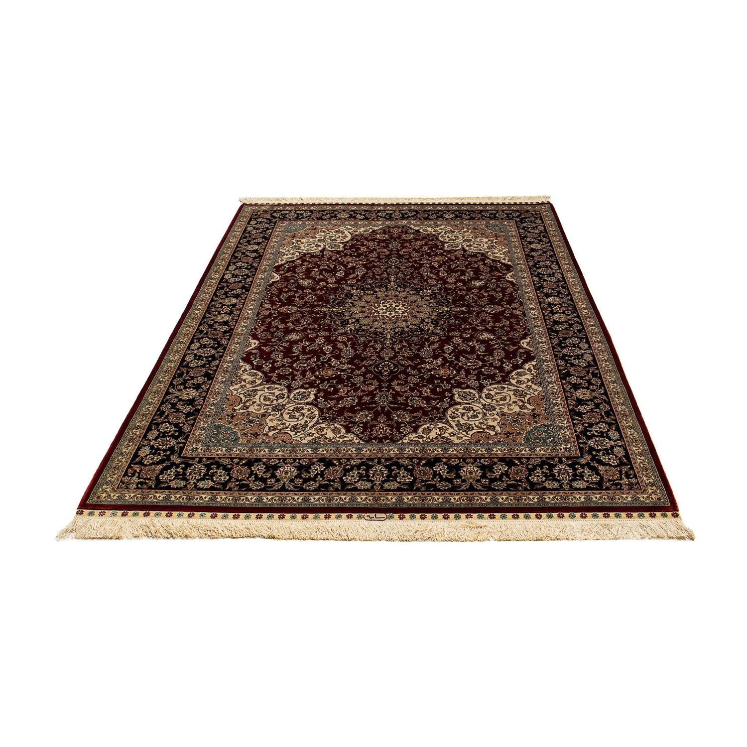 Alfombra de seda - Seda china - 198 x 137 cm - rojo oscuro
