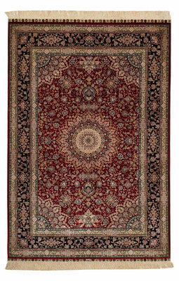 Alfombra de seda - Seda china - 183 x 122 cm - rojo oscuro