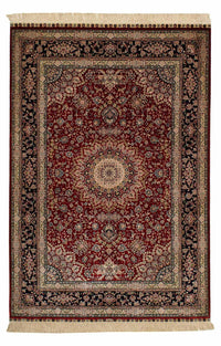 Alfombra de seda - Seda china - 183 x 122 cm - rojo oscuro