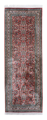 Alfombra de pasillo Alfombra de seda - Seda de Cachemira - 179 x 64 cm - rojo oscuro